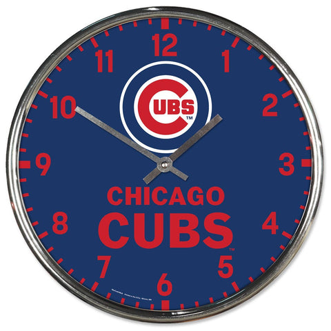 Chicago Cubs Round Chrome Wall Clock Periodic Restock-0