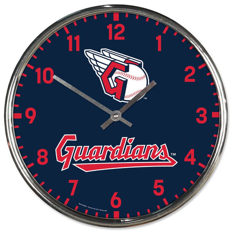 Cleveland Guardians Clock Round Wall Style Chrome Periodic Restock-0