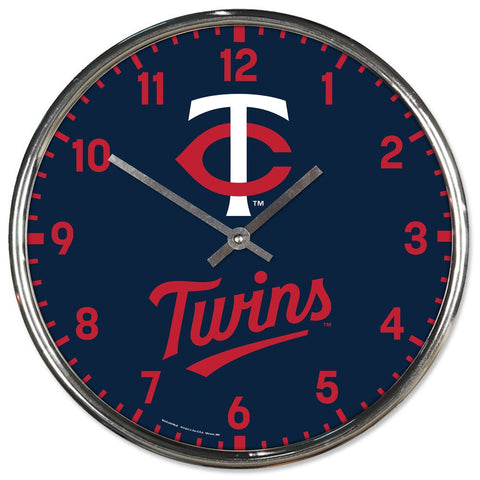Minnesota Twins Clock Round Wall Style Chrome Periodic Restock-0