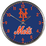 New York Mets Round Chrome Wall Clock Periodic Restock-0