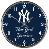New York Yankees Round Chrome Wall Clock Periodic Restock-0