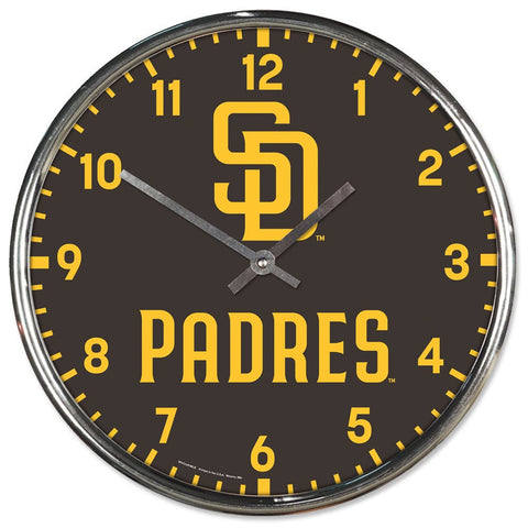 San Diego Padres Clock Round Wall Style Chrome Periodic Restock-0