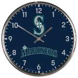 Seattle Mariners Clock Round Wall Style Chrome Periodic Restock-0