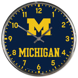 Michigan Wolverines Round Chrome Wall Clock Periodic Restock-0