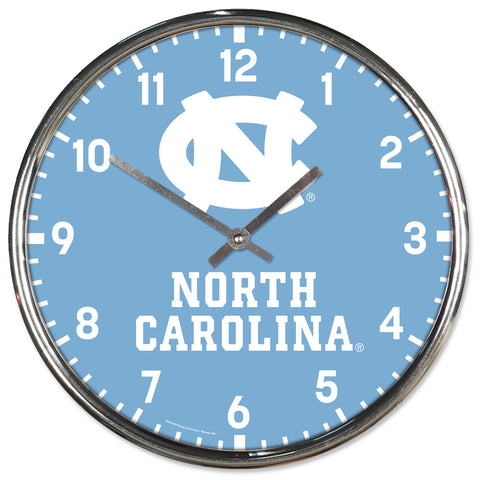 North Carolina Tar Heels Round Chrome Wall Clock Periodic Restock-0