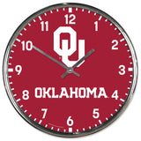 Oklahoma Sooners Round Chrome Wall Clock Periodic Restock-0