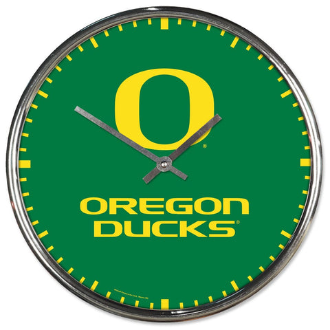 Oregon Ducks Clock Round Wall Style Chrome - Periodic Restock-0