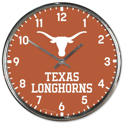 Texas Longhorns Clock Round Wall Style Chrome Periodic Restock-0