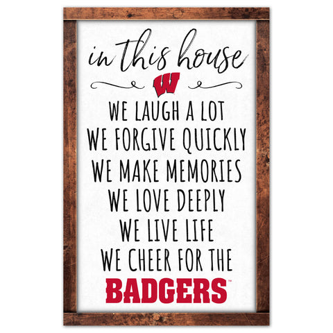 Wisconsin Badgers Sign 11x17 Wood In This House-0