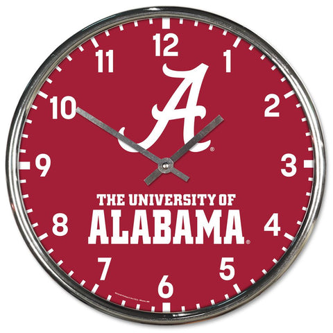 Alabama Crimson Tide Round Chrome Wall Clock Periodic Restock-0