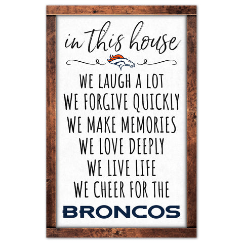Denver Broncos Sign 11x17 Wood In This House-0