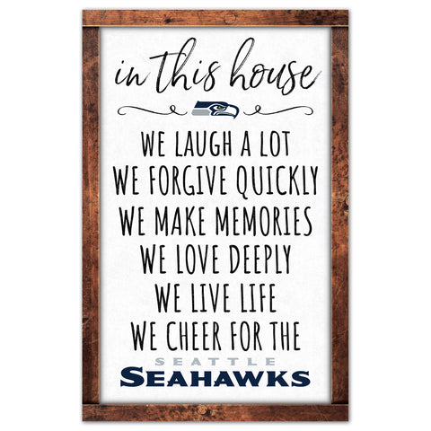 Seattle Seahawks Sign 11x17 Wood In This House-0