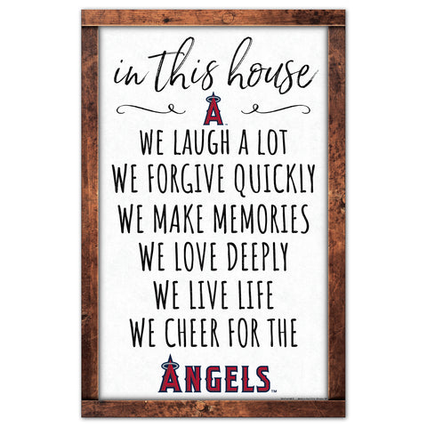 Los Angeles Angels Sign 11x17 Wood In This House-0