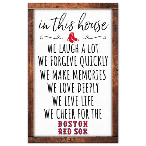 Boston Red Sox Sign 11x17 Wood In This House-0