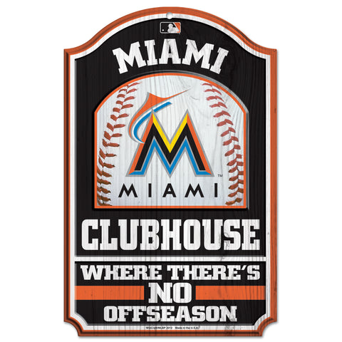 Miami Marlins Sign 11x17 Wood Clubhouse-0