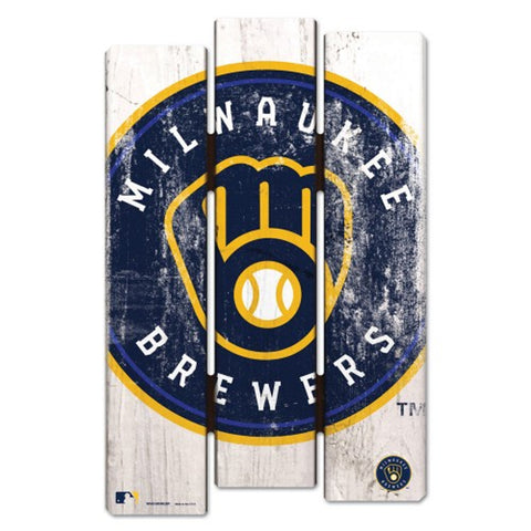 Milwaukee Brewers Sign 11x17 Wood Fence Style-0