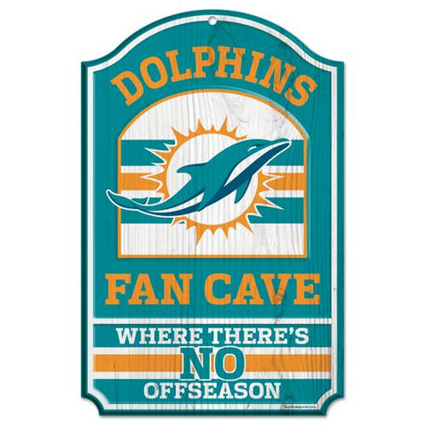 Miami Dolphins Sign 11x17 Wood Fan Cave Design-0