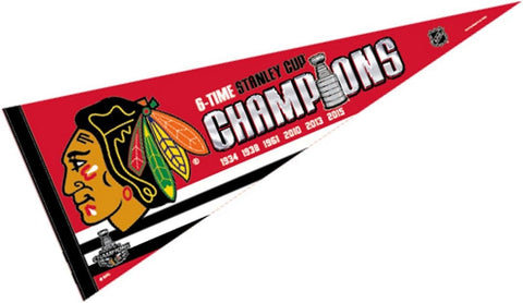 Chicago Blackhawks Pennant 12x30 Premium Style 2015 Champs-0