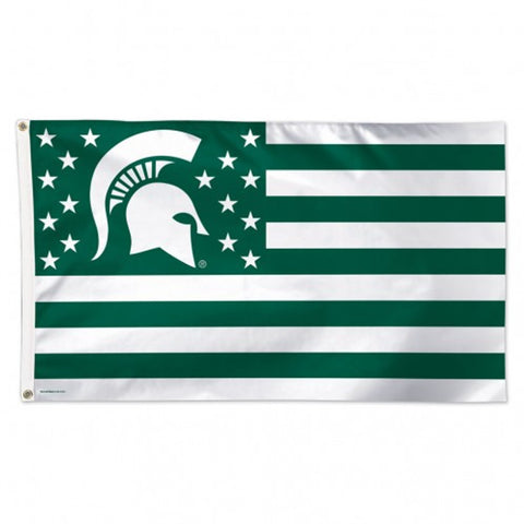 Michigan State Spartans Flag 3x5 Deluxe Style Stars and Stripes Design - Special Order-0