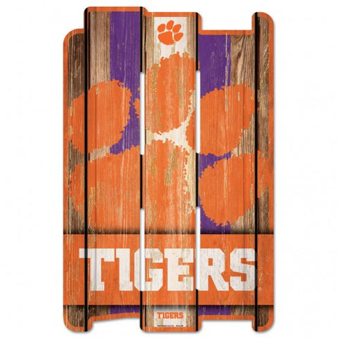 Clemson Tigers Sign 11x17 Wood Fence Style - Special Order-0