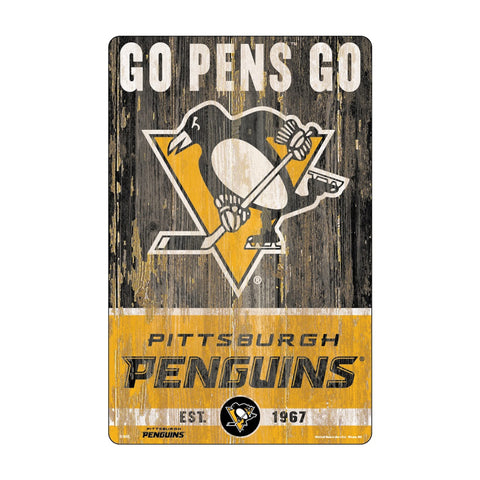Pittsburgh Penguins Sign 11x17 Wood Slogan Design-0
