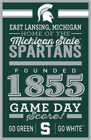 Michigan State Spartans Sign 11x17 Wood Established-0