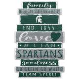 Michigan State Spartans Sign 11x17 Wood Family Word-0