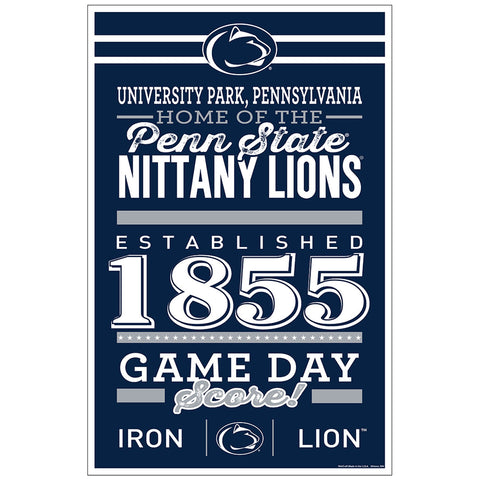 Penn State Nittany Lions Sign 11x17 Wood Established Design-0