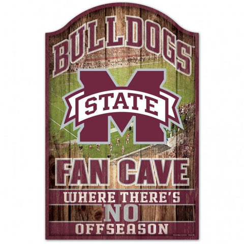 Mississippi State Bulldogs Sign 11x17 Wood Fan Cave Design-0