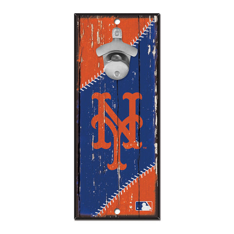 New York Mets Sign Wood 5x11 Bottle Opener-0
