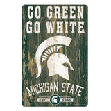 Michigan State Spartans Sign 11x17 Wood Slogan Design-0