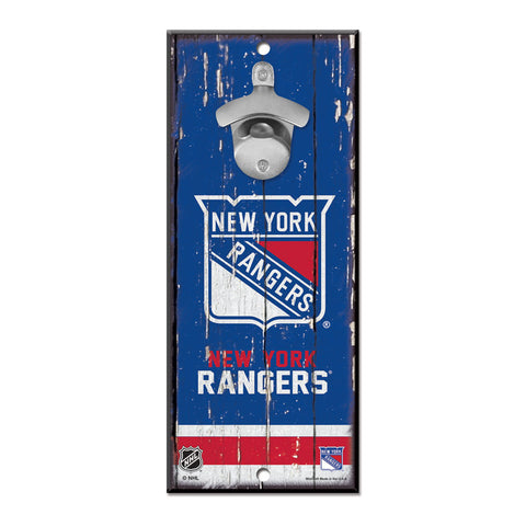 New York Rangers Sign Wood 5x11 Bottle Opener-0