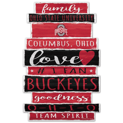Ohio State Buckeyes Sign 11x17 Wood Family Word Design-0