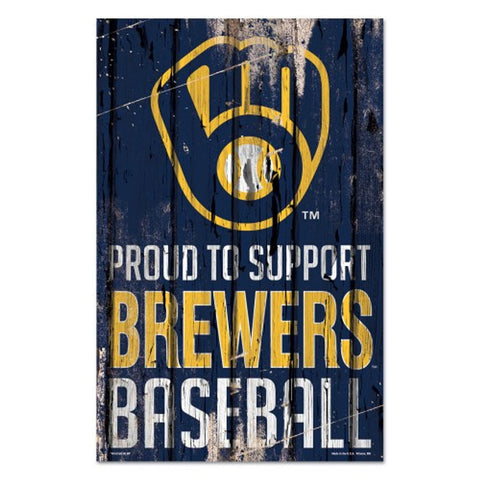 Milwaukee Brewers Sign 11x17 Wood Proud to Support Design-0