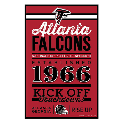 Atlanta Falcons Sign 11x17 Wood Established Design-0