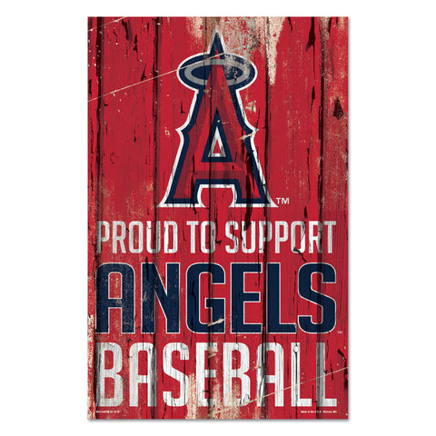 Los Angeles Angels Sign 11x17 Wood Proud to Support Design - Special Order-0