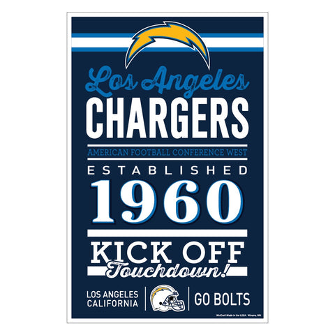 Los Angeles Chargers Sign 11x17 Wood Established Design-0