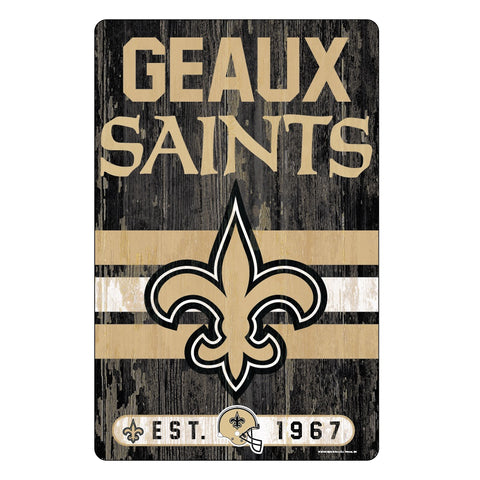 New Orleans Saints Sign 11x17 Wood Slogan Design-0
