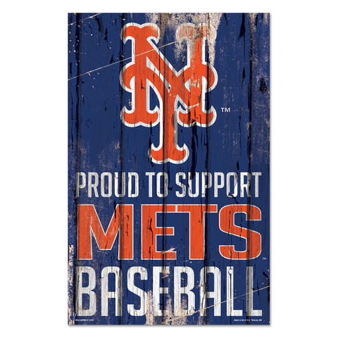 New York Mets Sign 11x17 Wood Proud to Support Design-0