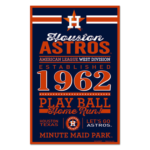 Houston Astros Sign 11x17 Wood Established Design-0