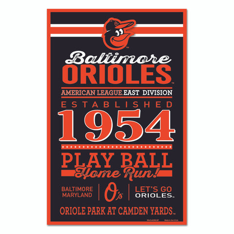 Baltimore Orioles Sign 11x17 Wood Established Design - Special Order-0