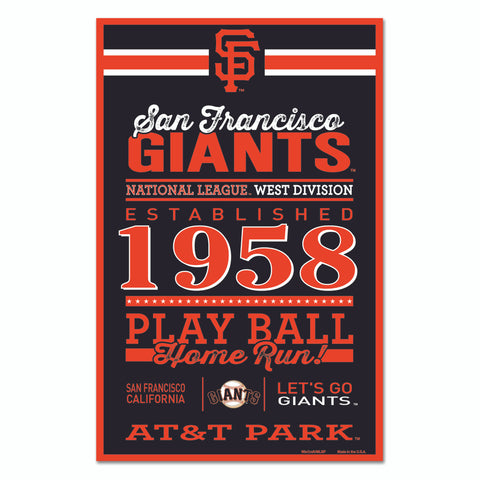 San Francisco Giants Sign 11x17 Wood Established Design-0