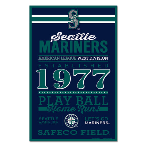 Seattle Mariners Sign 11x17 Wood Established Design-0