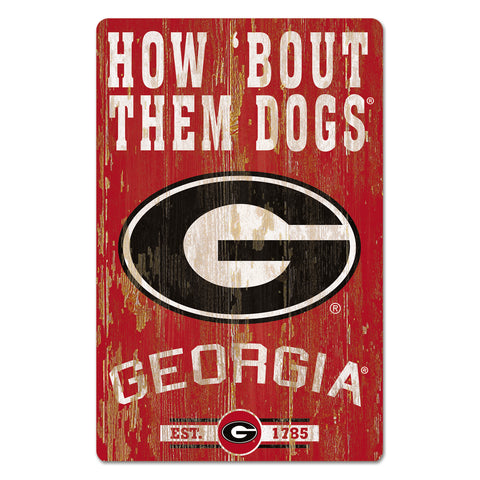 Georgia Bulldogs Sign 11x17 Wood Slogan Design-0