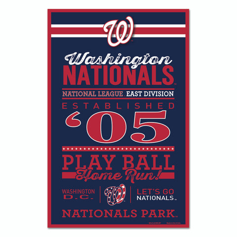 Washington Nationals Sign 11x17 Wood Established Design - Special Order-0