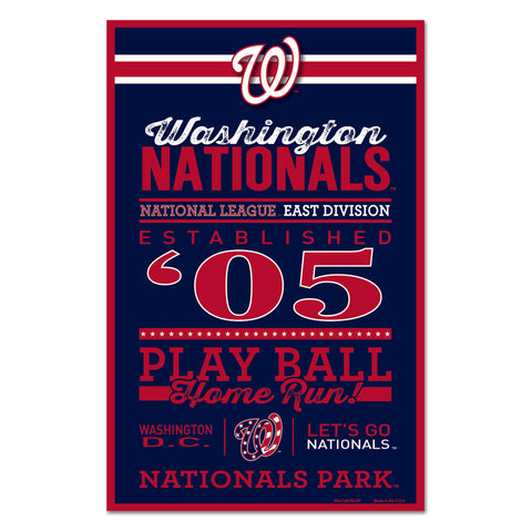 Washington Nationals Sign 11x17 Wood Established Design-0