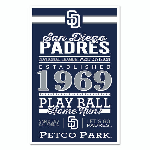 San Diego Padres Sign 11x17 Wood Established Design - Special Order-0