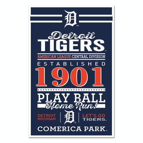 Detroit Tigers Sign 11x17 Wood Established Design-0