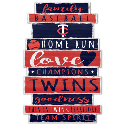 Minnesota Twins Sign 11x17 Wood Family Word-0