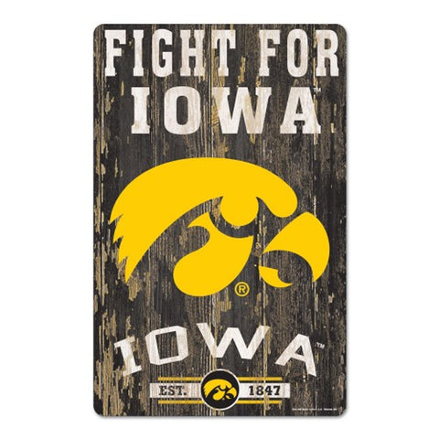 Iowa Hawkeyes Sign 11x17 Wood Slogan Design-0